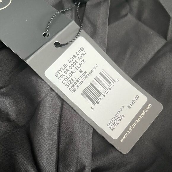 Adrianna Papell Black Trench Jacket with Back Yoke - Picture 10 of 12